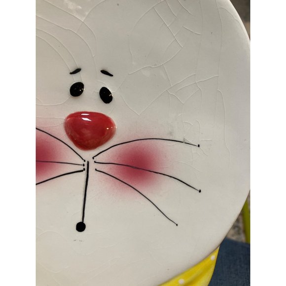 K-Mart Easter Bunny Rabbit Snack/ Treat Plate Yellow Scarf Vintage - Picture 4 of 9
